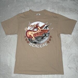Vintage‎ Y2K Men's Dragon Shirt Size Medium Preowned Beige